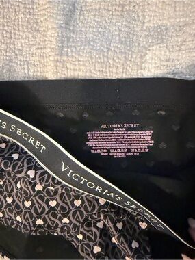 Victoria's Secret Black Logo Waistband Panty with Heart Print